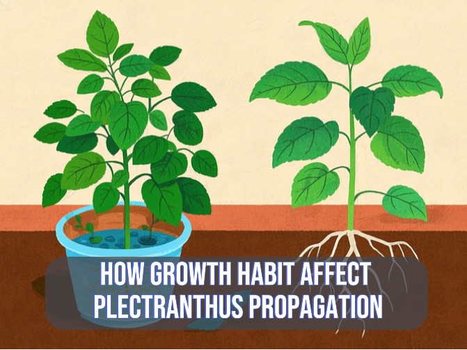 image showcasing text "How growth affect plectranthus propagation.