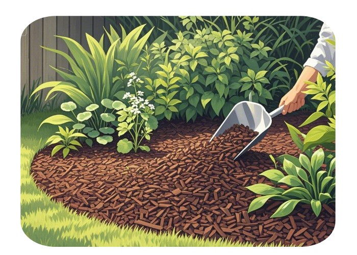 Mulching Mulch around plants