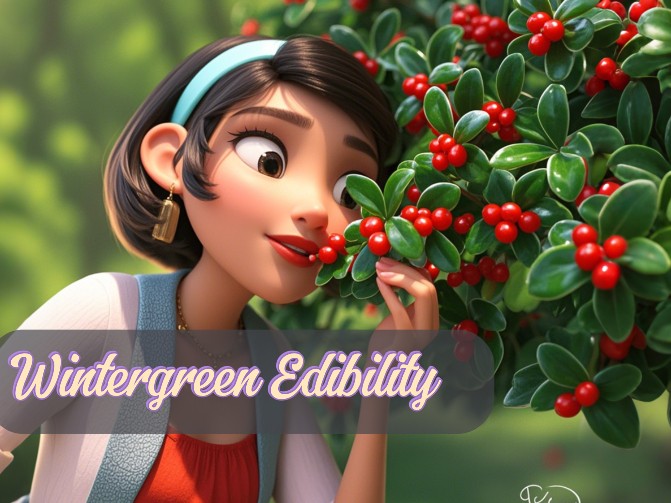 a woman analyzing wintergreen plant for edibility