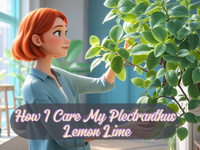 A woman seeking plectranthus lemon lime plant and thinking about its care