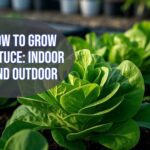 an informative image showcasing lettuce and text "How to grow lettuce indoor and outdoor