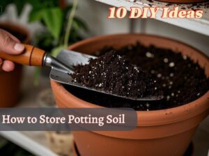 a pot filled with potting soil "How to store potting soil"