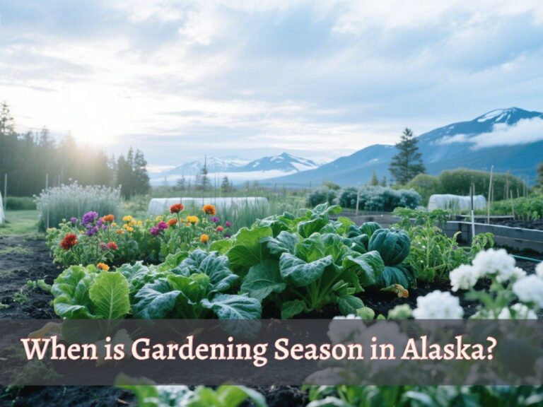 an image shows alaska climate and some plants there, with text "when is gardening season in alaska"