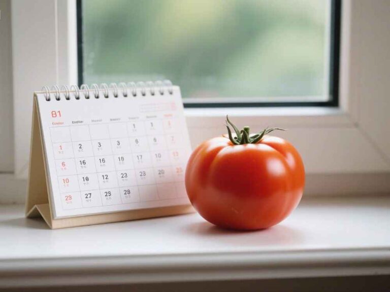 Tomato, calander near the window, showcasing planting time of tomato seeds