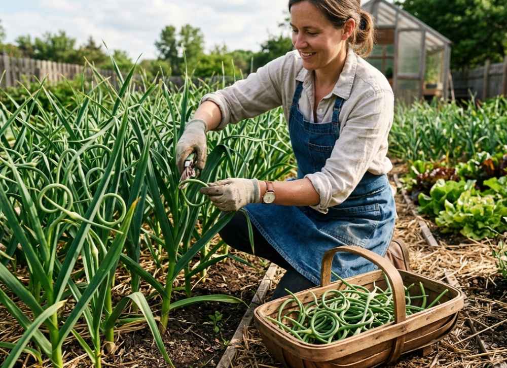 How To Harvest And Store Garlic_ (3) Harvesting Garlic Scapes
