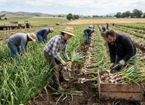 Garlic harvesting signs