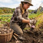 harvesting fall planted garlic