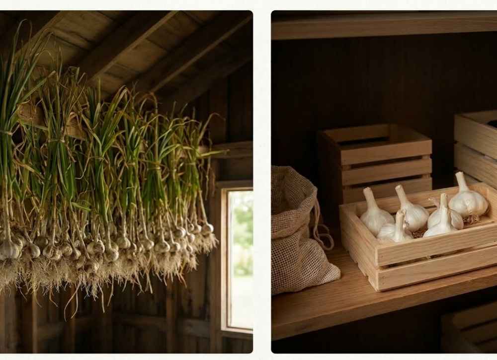 curing and harvesting garlic