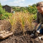 harvesting spring planted garlic