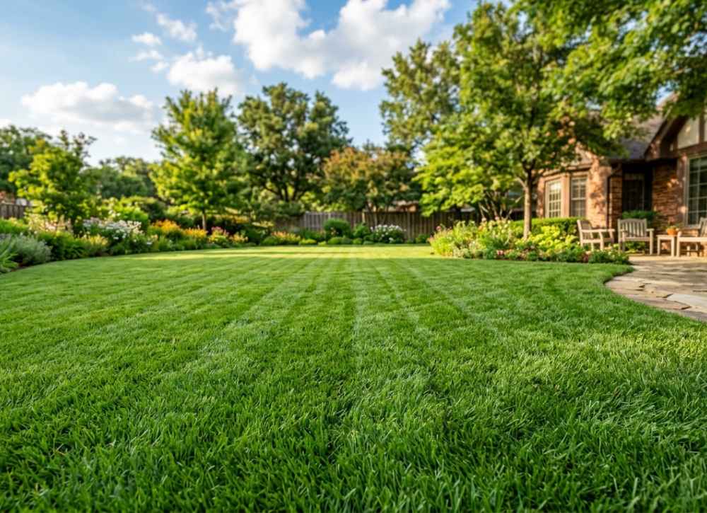 watering grass in lawn